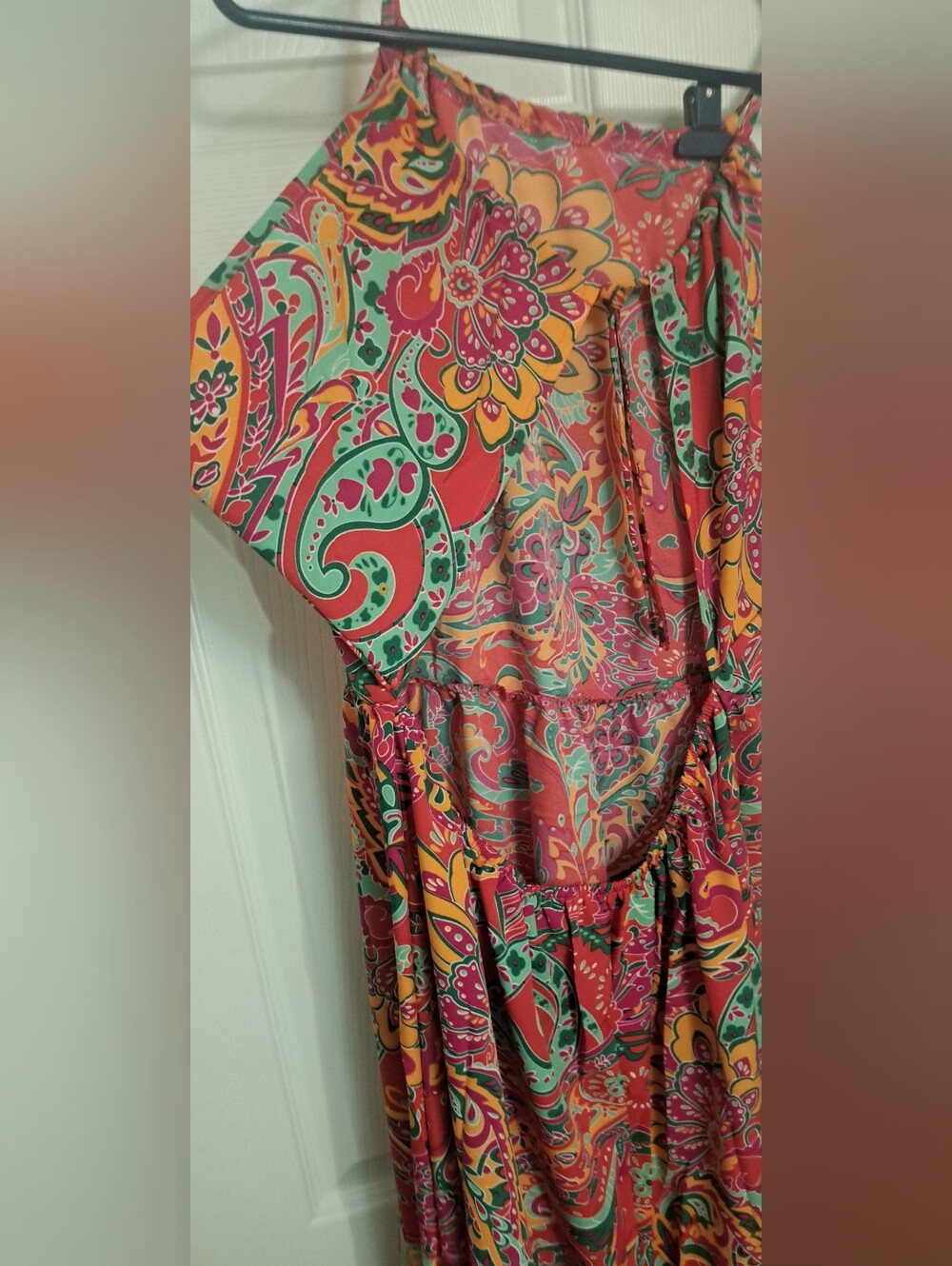 Brand New Boho Paisley Halter Maxi Dress Approx. XL Size 14 Lightweight New - Picture 9 of 13